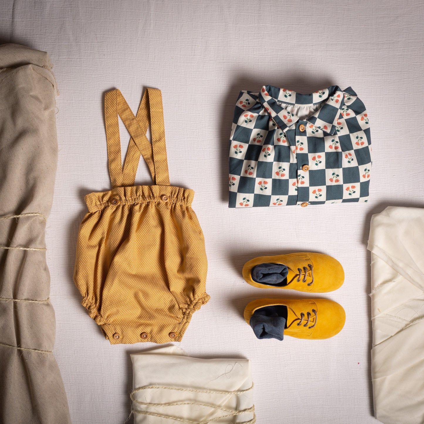 Mustard polka dots straps bloomer