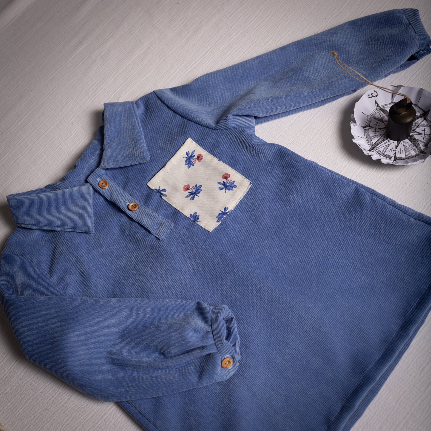Creta bluish corduroy polo shirt