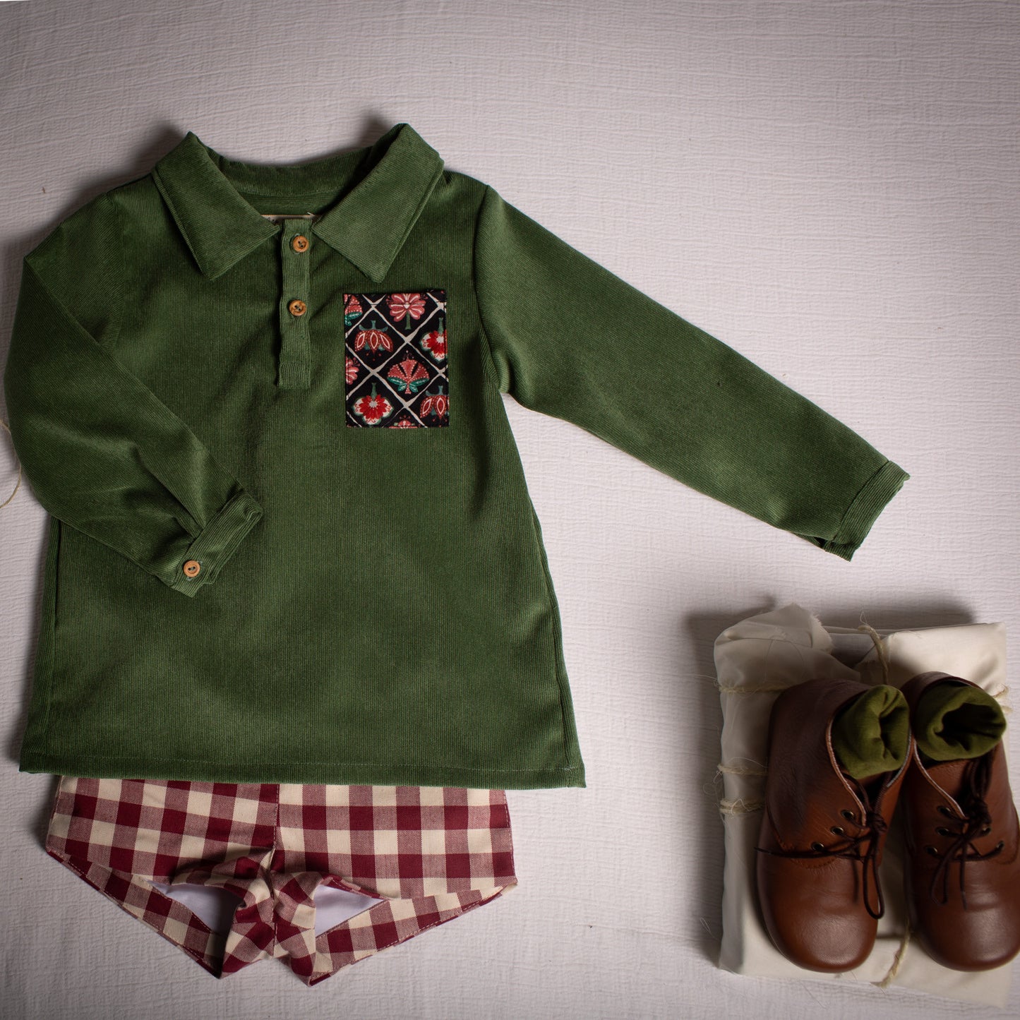 Milos olive corduroy polo shirt