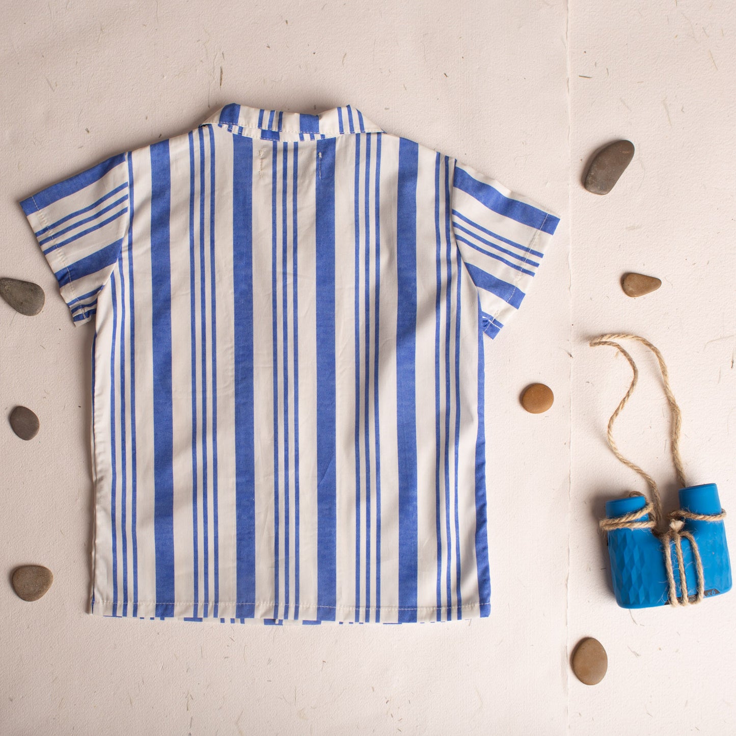 Deep blue stripe lapel shirt