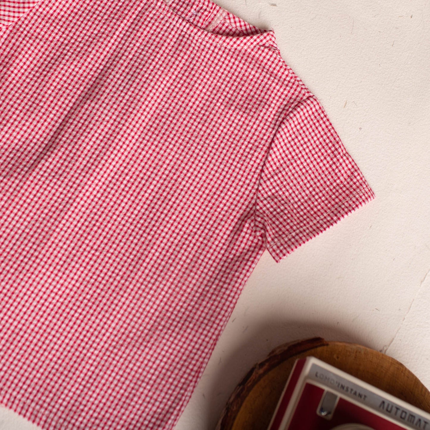 Small red gingham short sleeve shirt