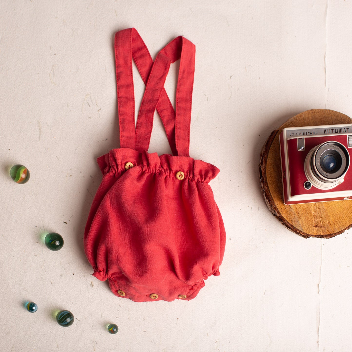 Red linen straps bloomer