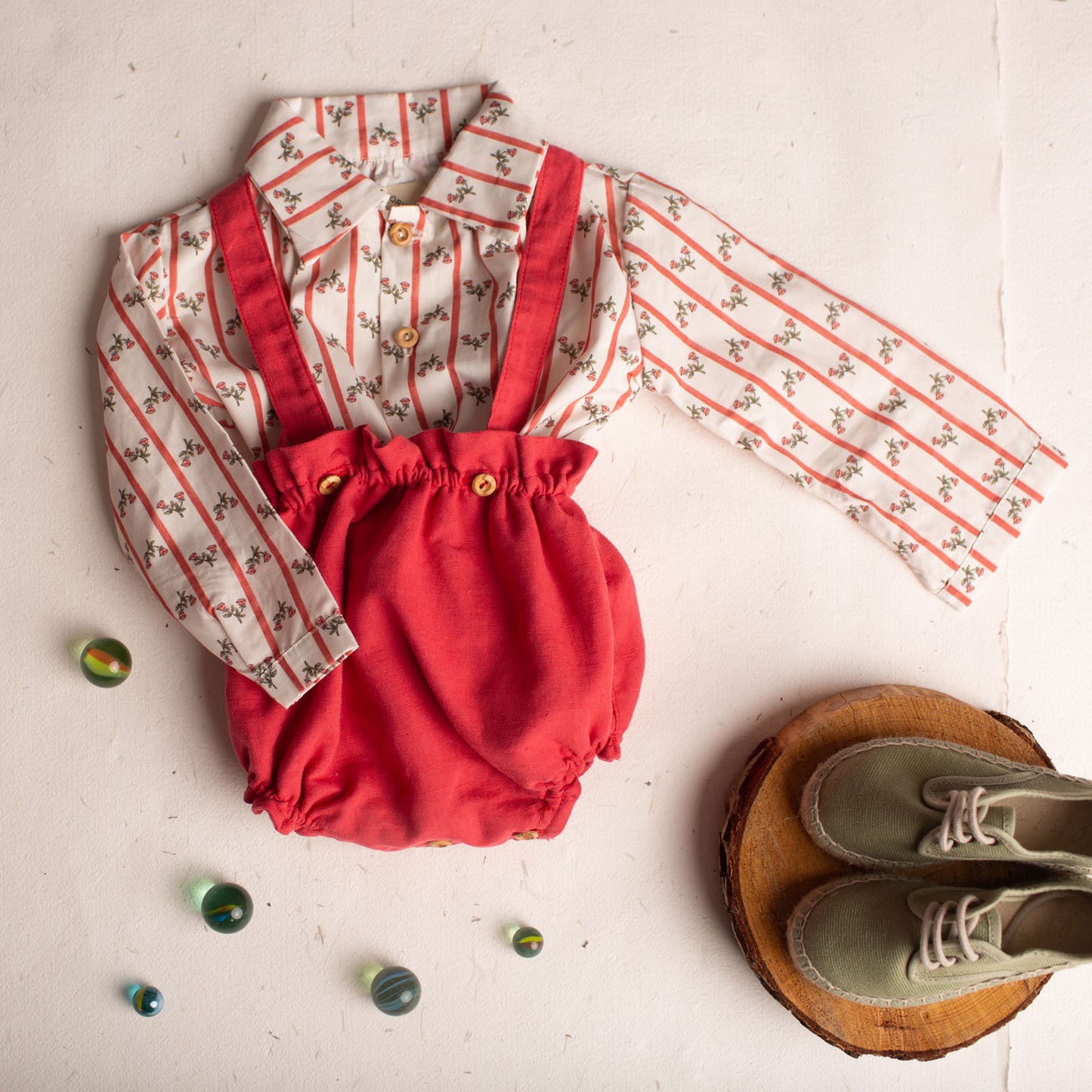 Red linen straps bloomer