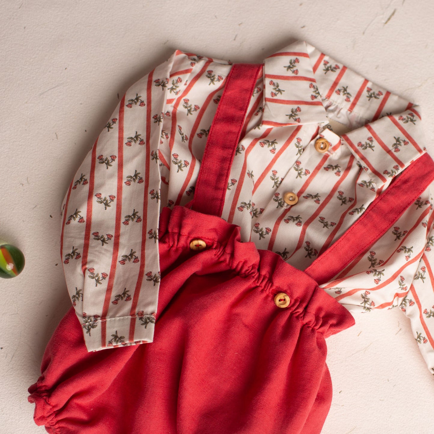 Red linen straps bloomer