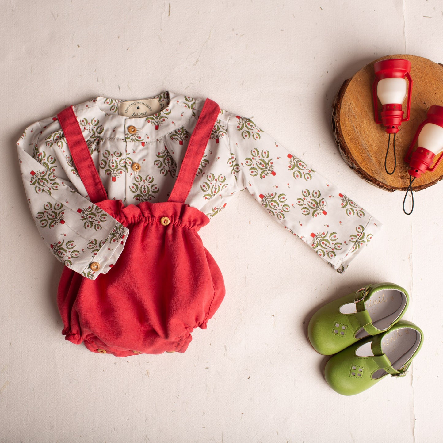Red linen straps bloomer