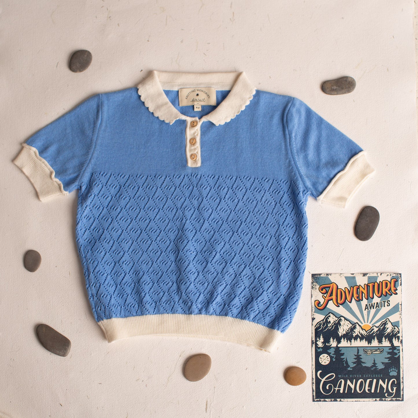 Deep blue short sleeve Biri sweater