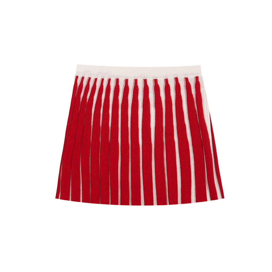 Red stripe Woman mini skirt
