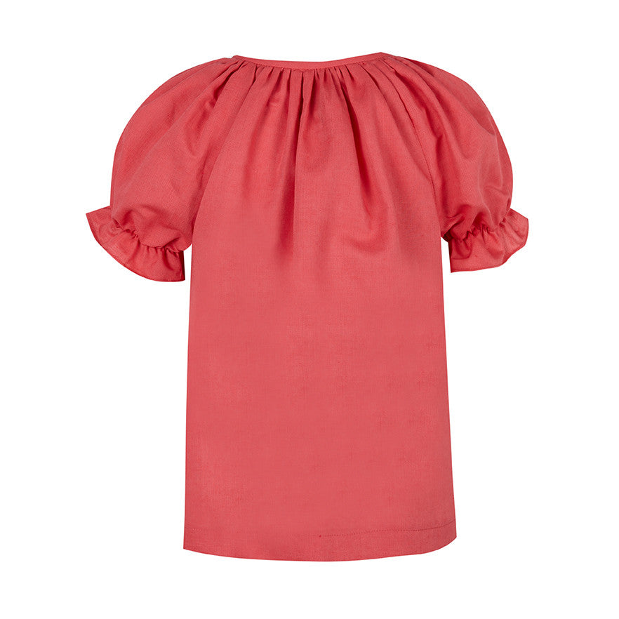 Red linen embroidered Woman blouse