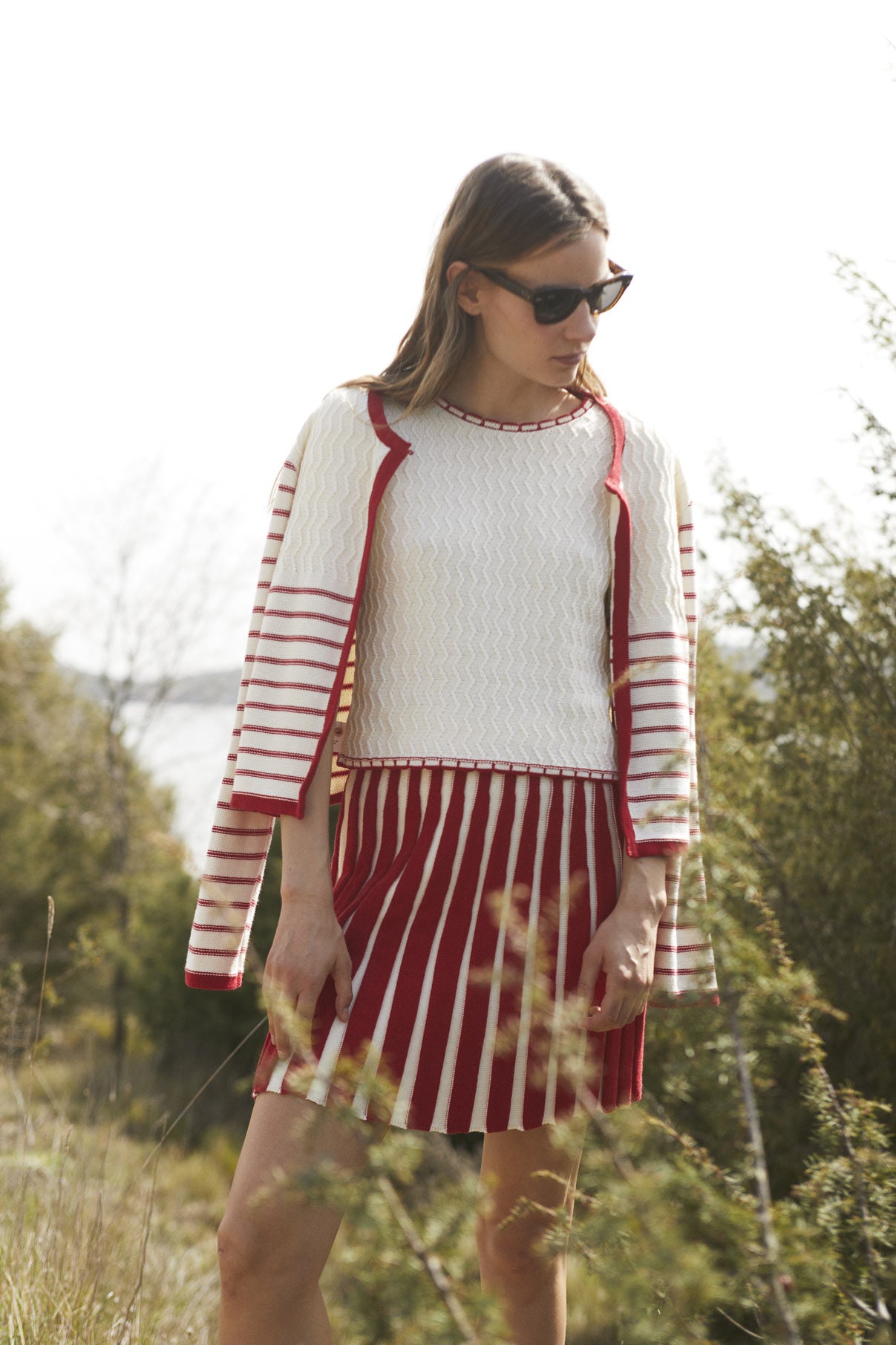 Red stripe Woman mini skirt