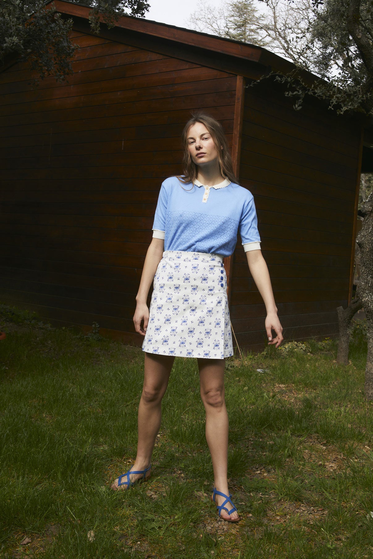 Deep blue short sleeve Biri Woman sweater