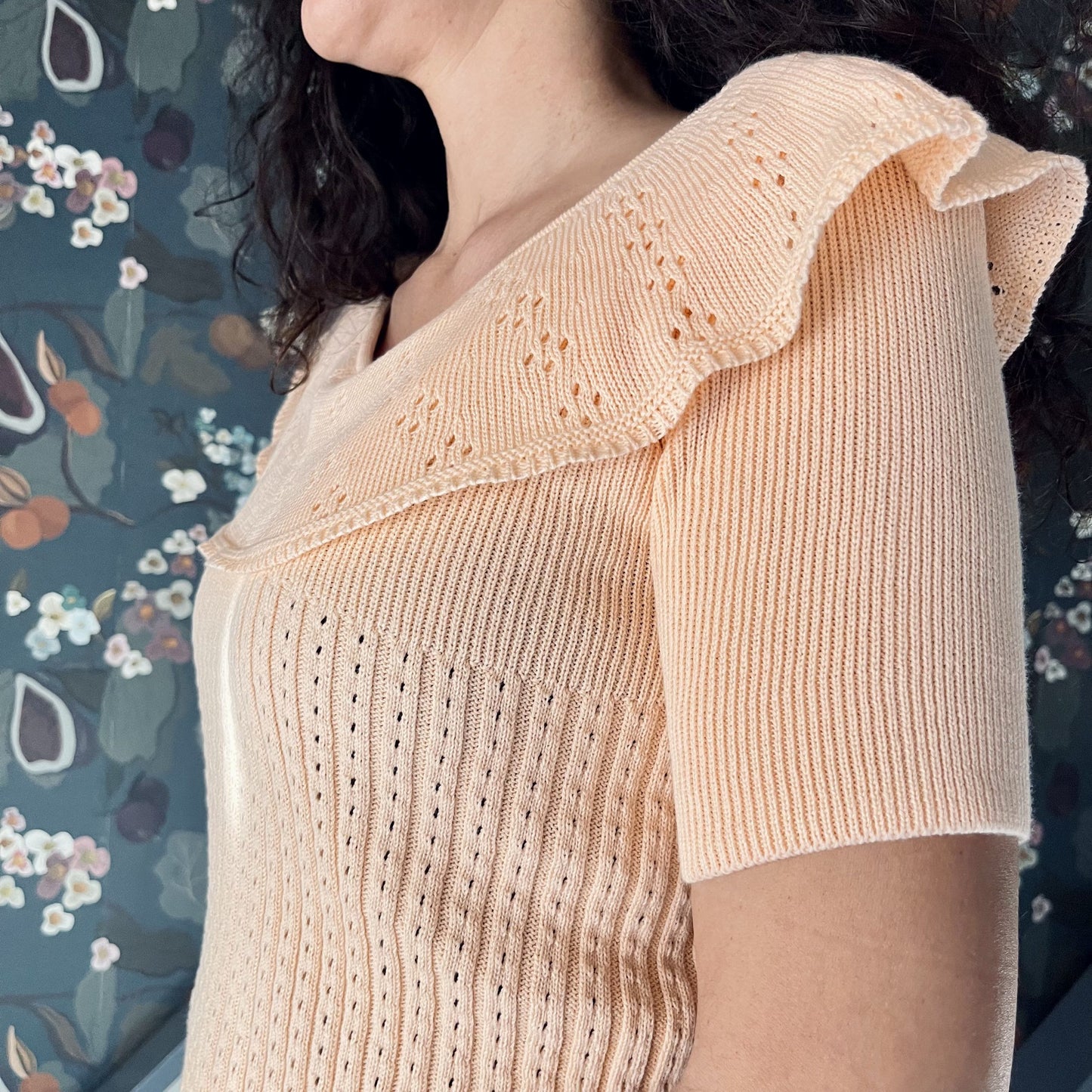 Salmon ruffle sweater