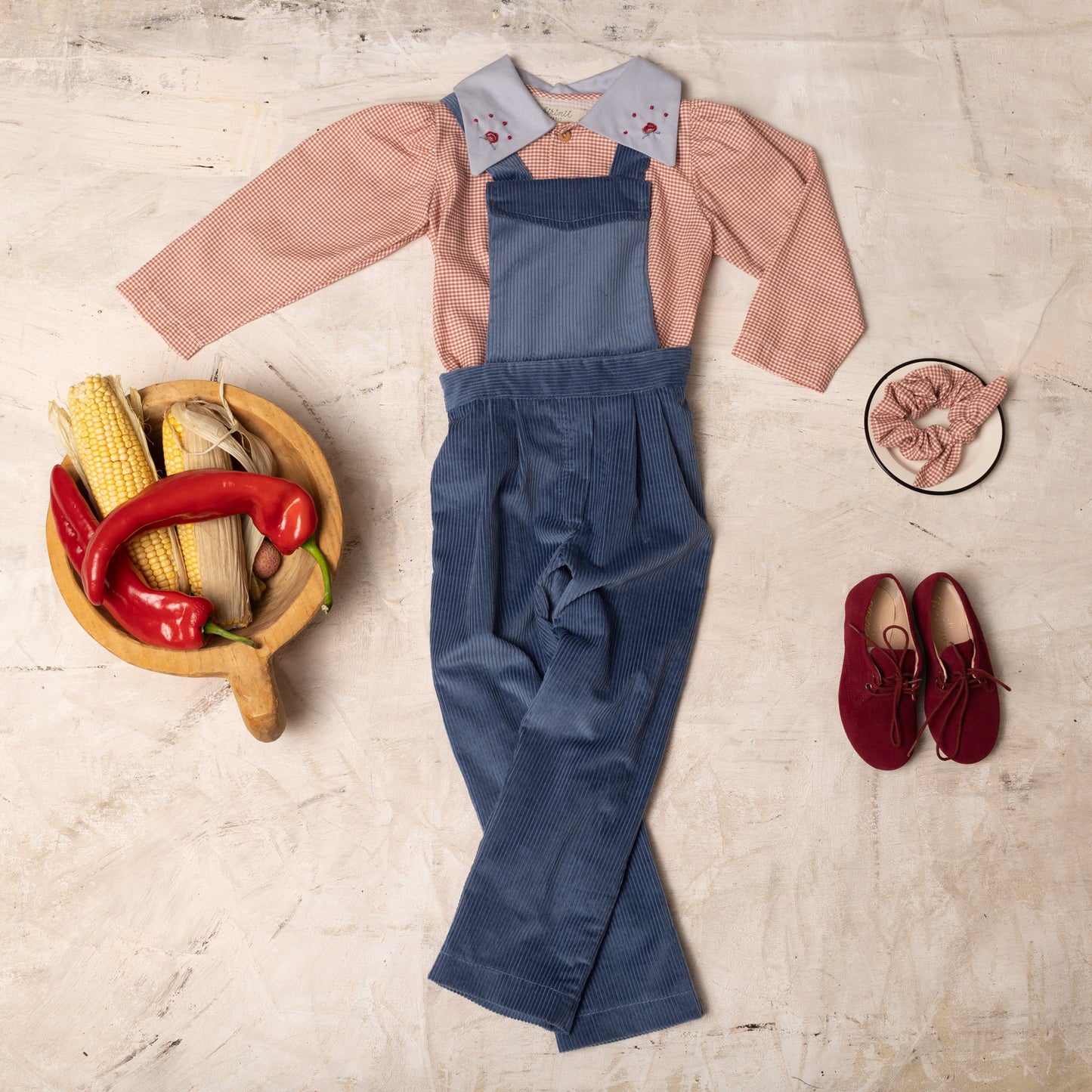 Cherry gingham embroidered shirt