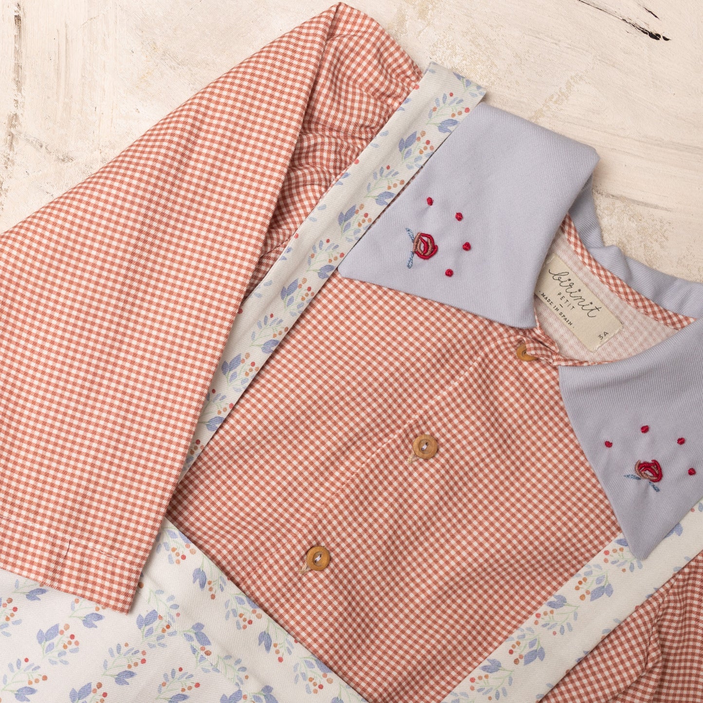 Cherry gingham embroidered shirt