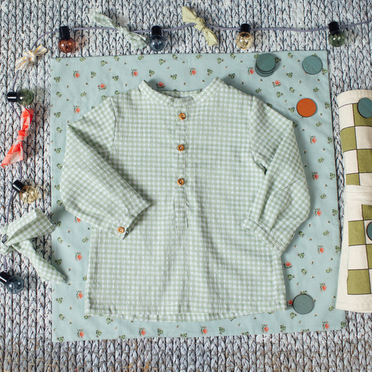 Camisa polera Vichy verde