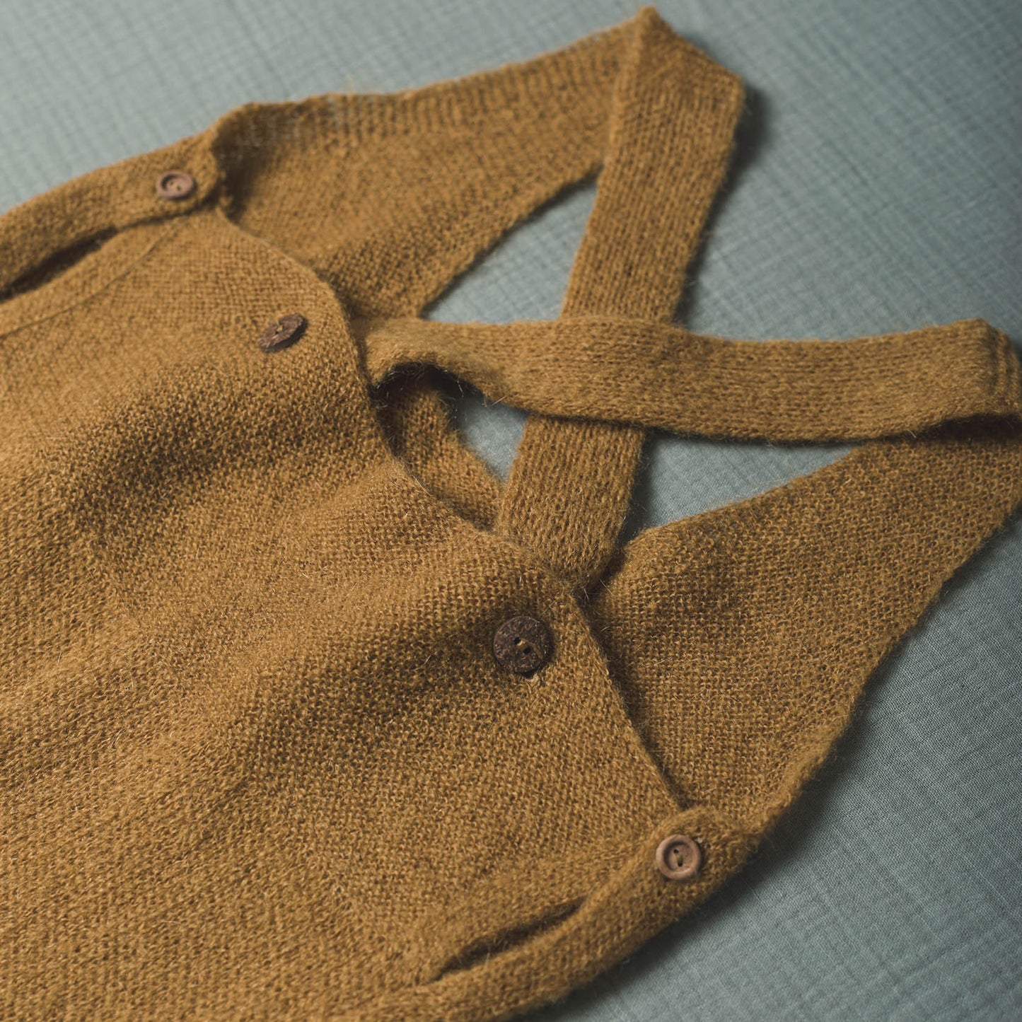 Mustard mohair stitch overall dress