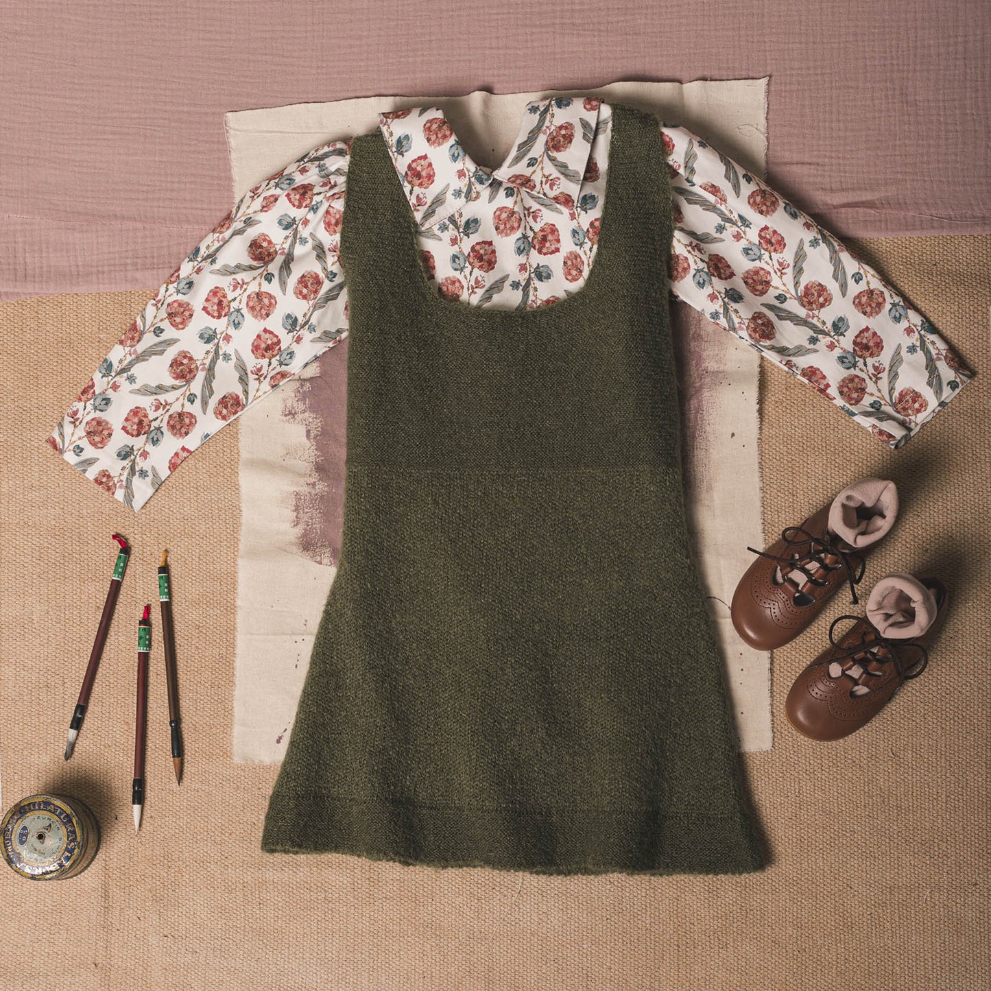 Moss mohair stitch overall dress