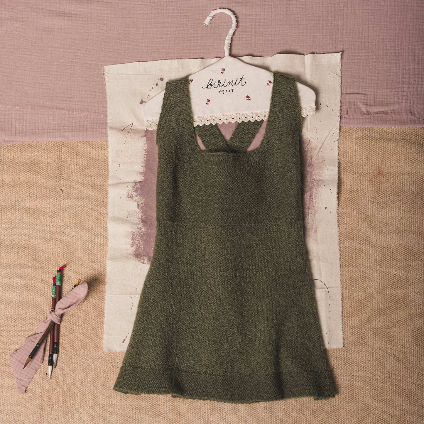 Moss mohair stitch overall dress