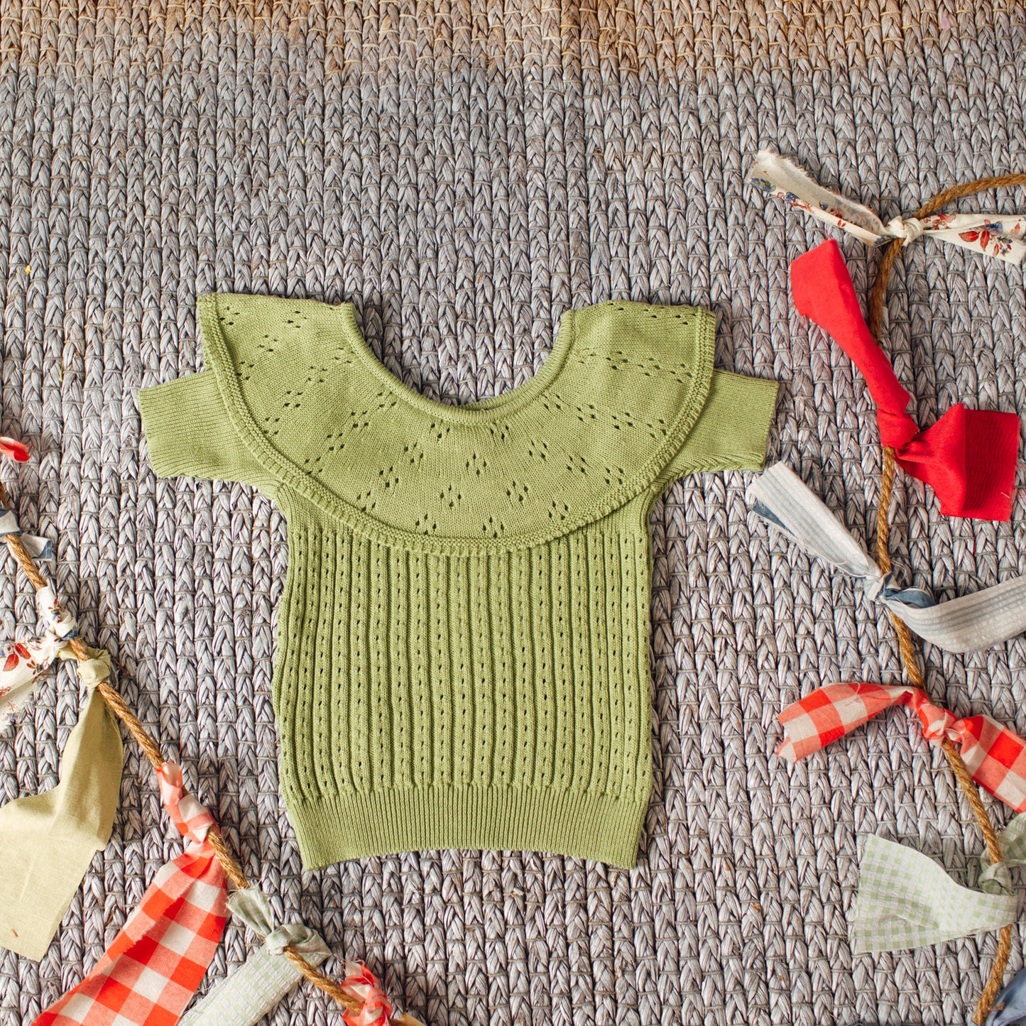 Green ruffle sweater