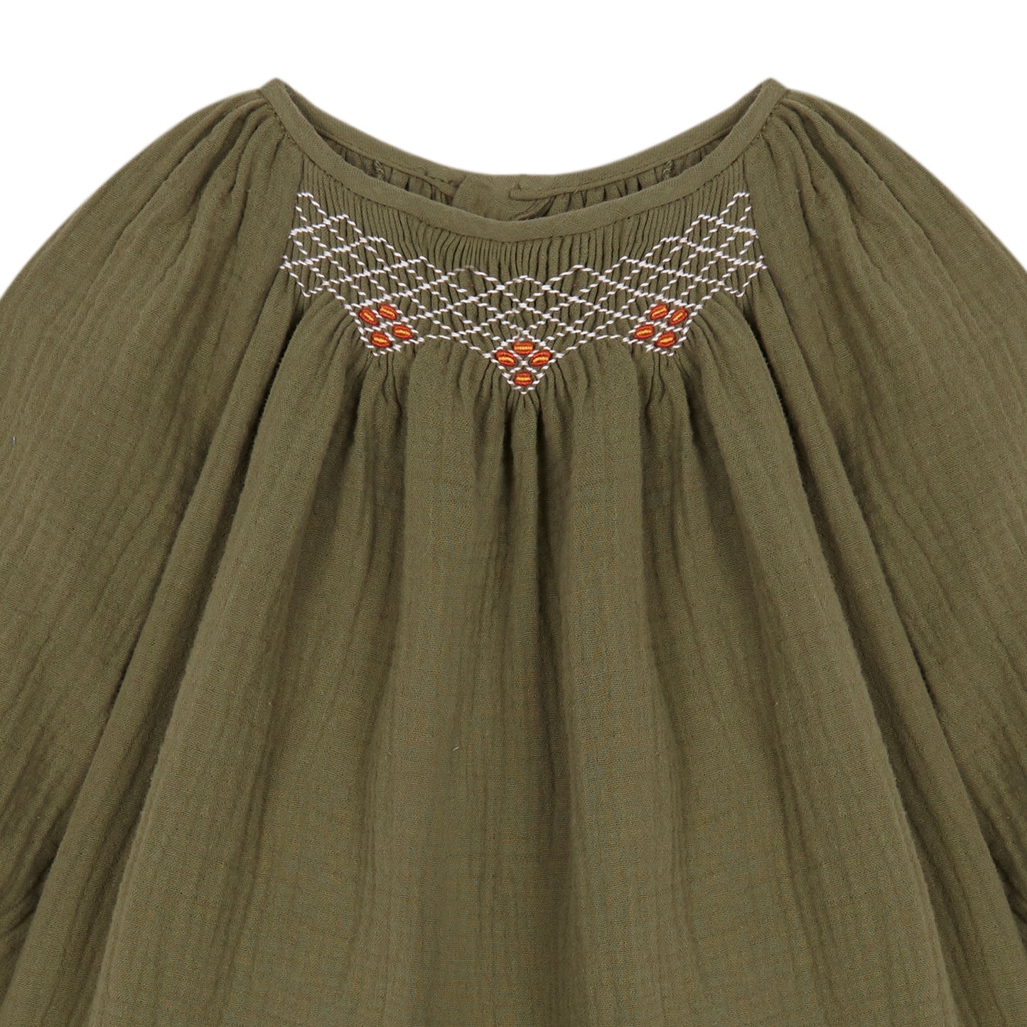 Green Antique smoked bambula dress