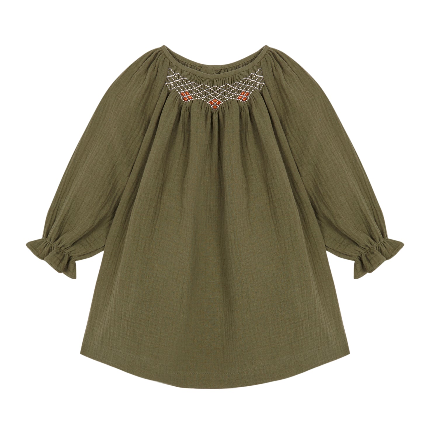 Green Antique smoked bambula dress