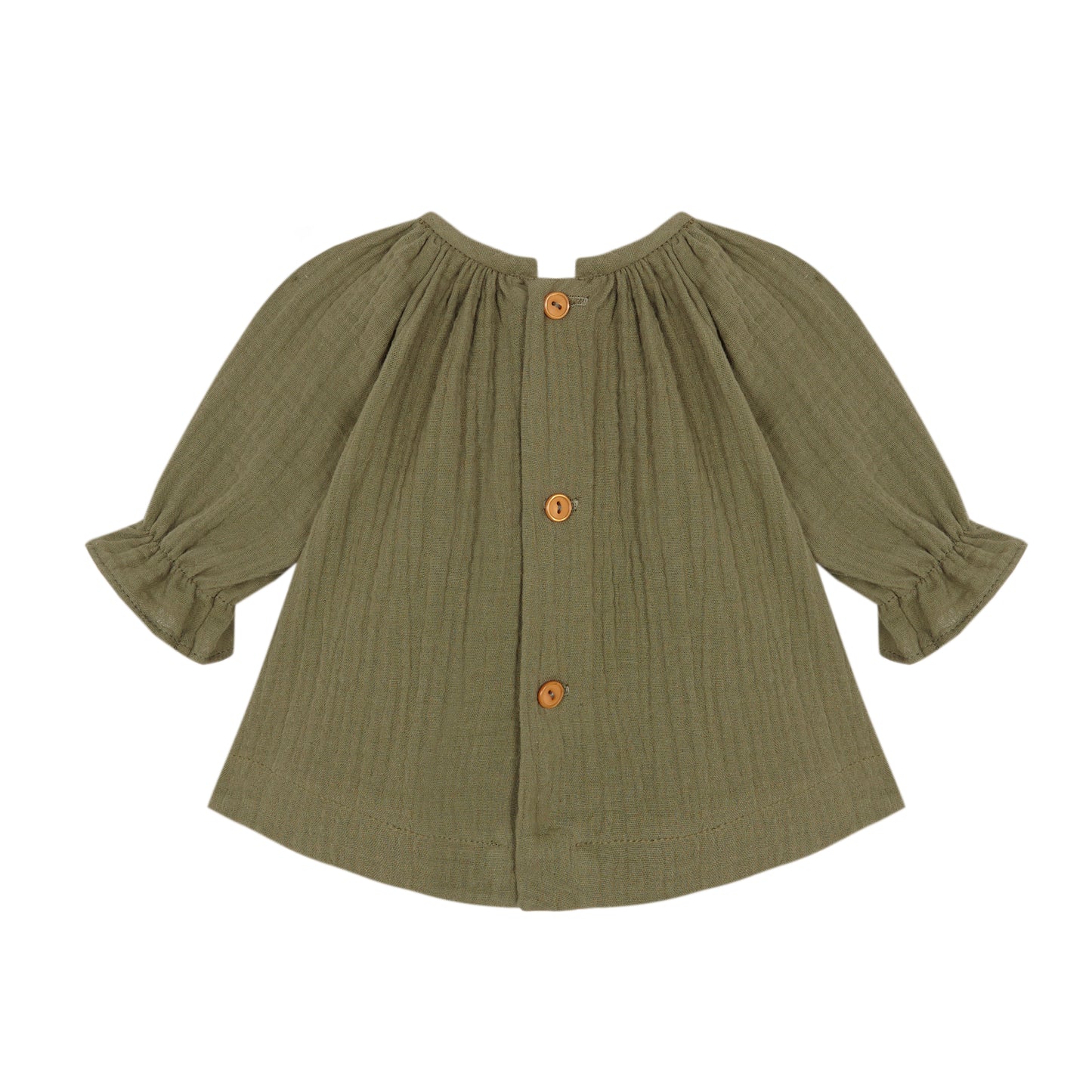 Green Antique bambula smocked blouse kid