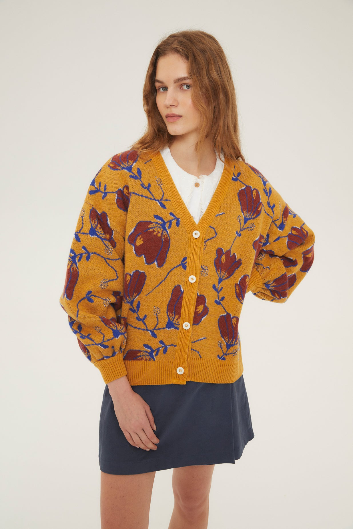 Woman Sari flower knit jacket
