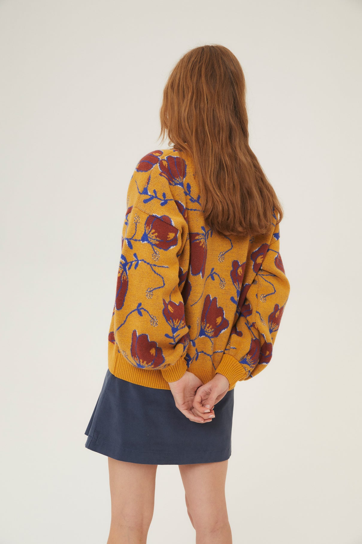 Woman Sari flower knit jacket