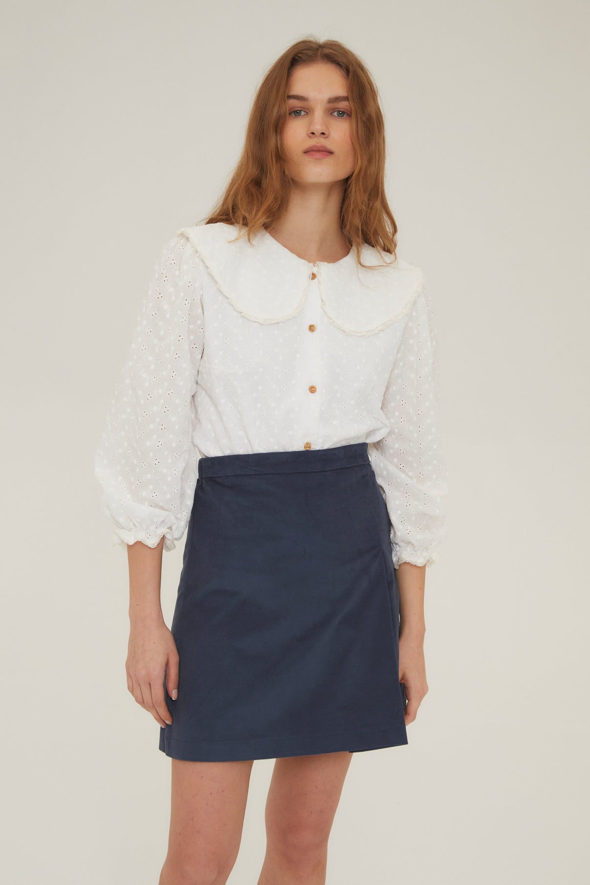 Woman Cobalt Blue velvet mini skirt