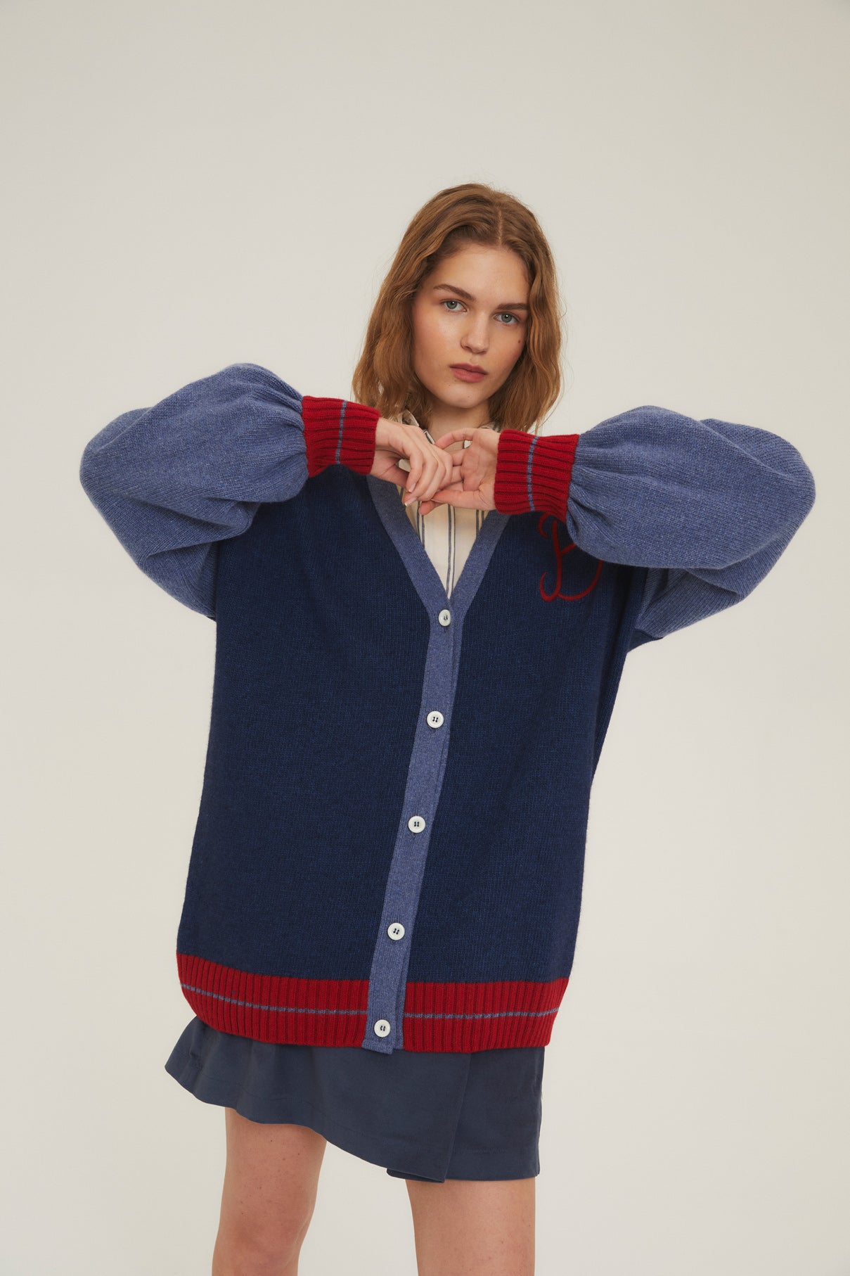 Woman Cobalt Blue embroidered knit jacket