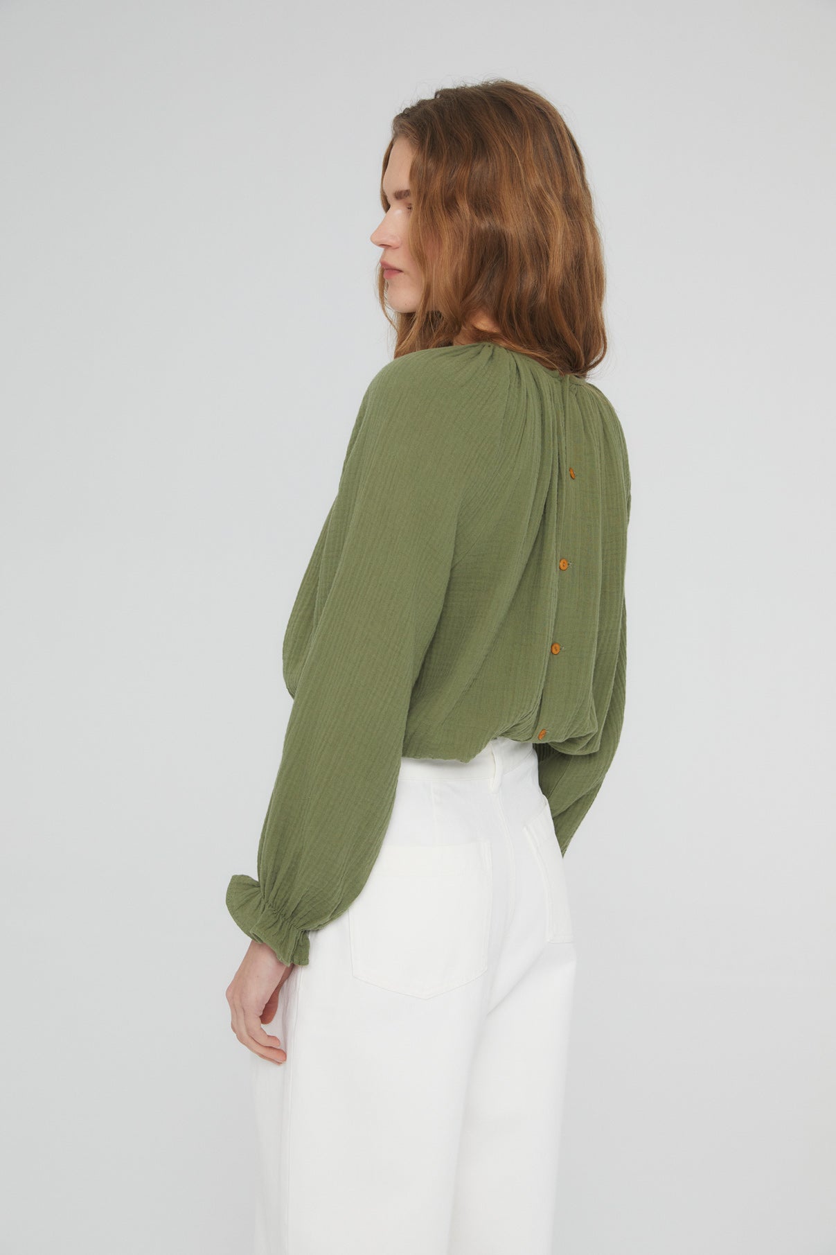 Women's blouse bambula nests Antique green