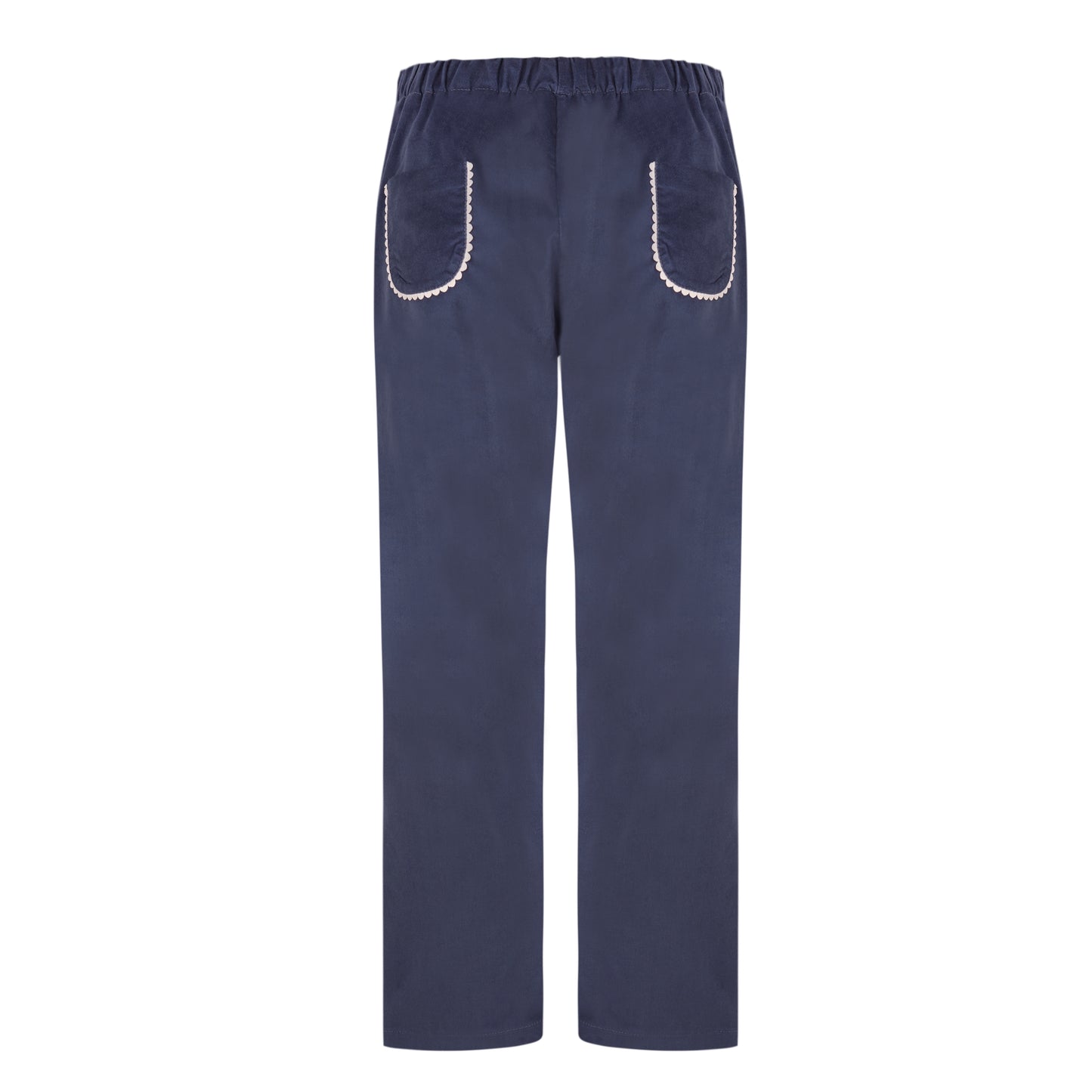 Women's velvet bell-bottom trousers Cobalt blue embroidery