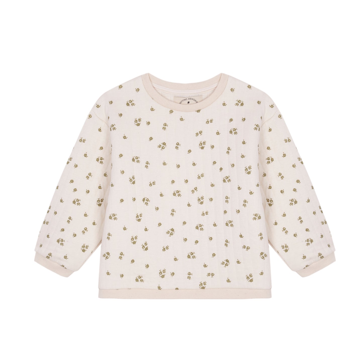 Green Antique flower quilted kids hoodie