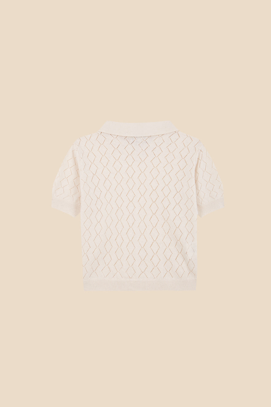 Ivory openwork Biri sweater newborn