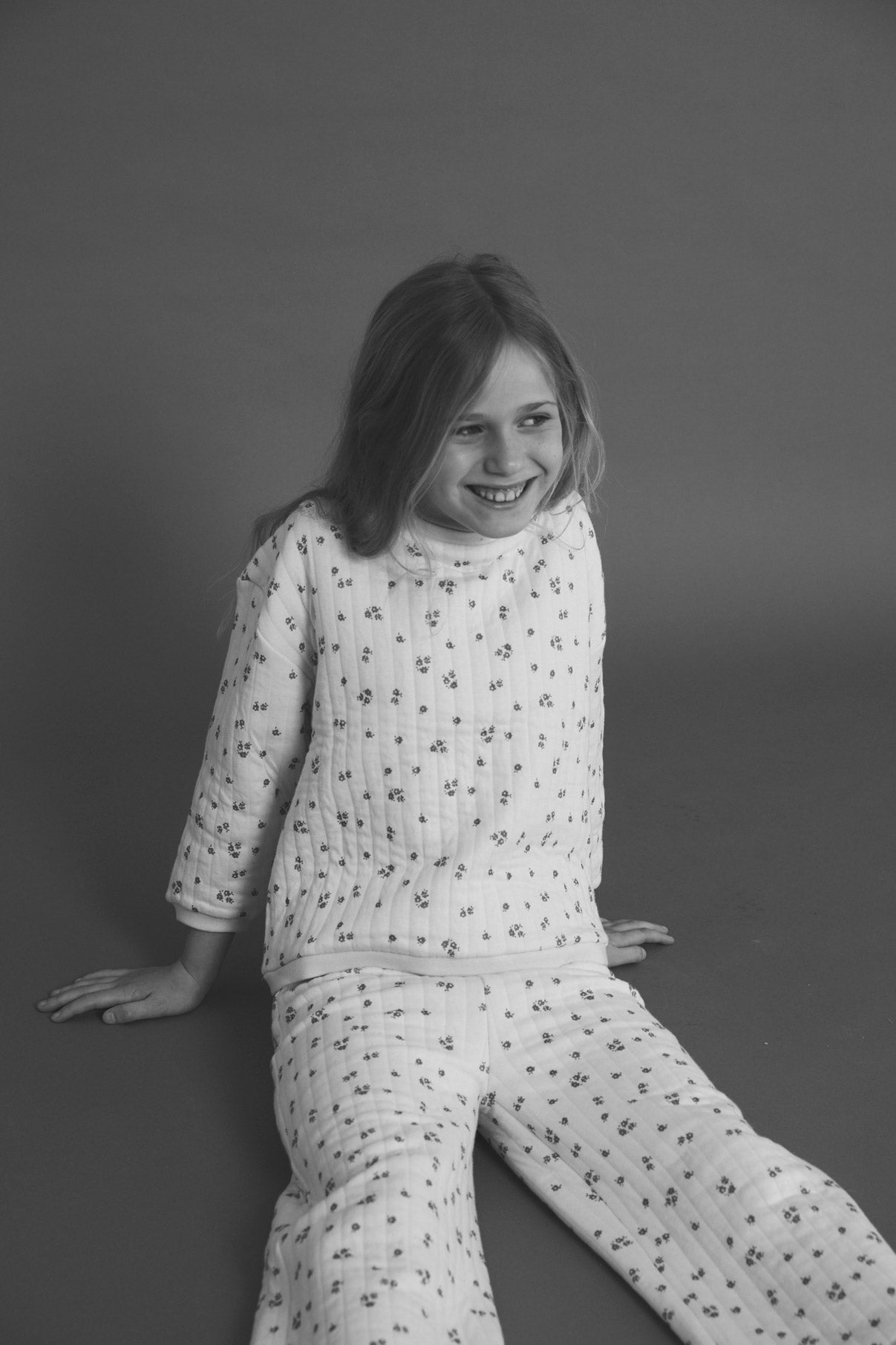 Green Antique flower quilted kids culotte
