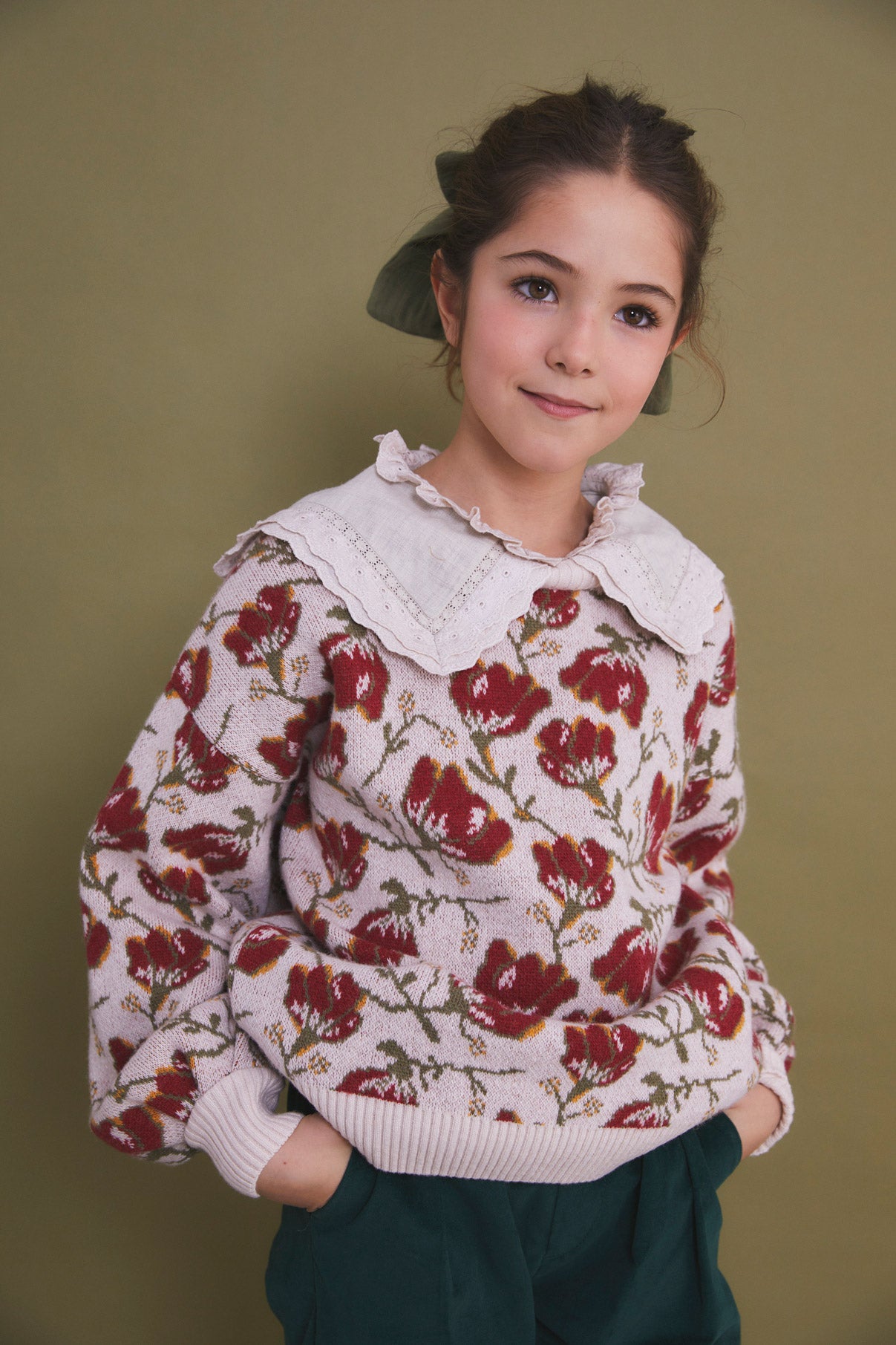 Lola flower knit sweater kid
