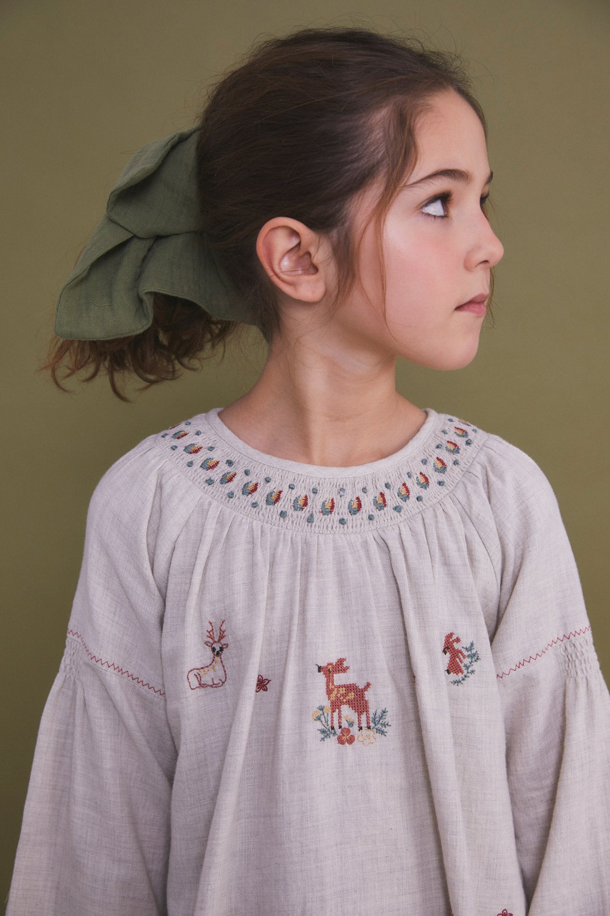 Deer embroidered dress