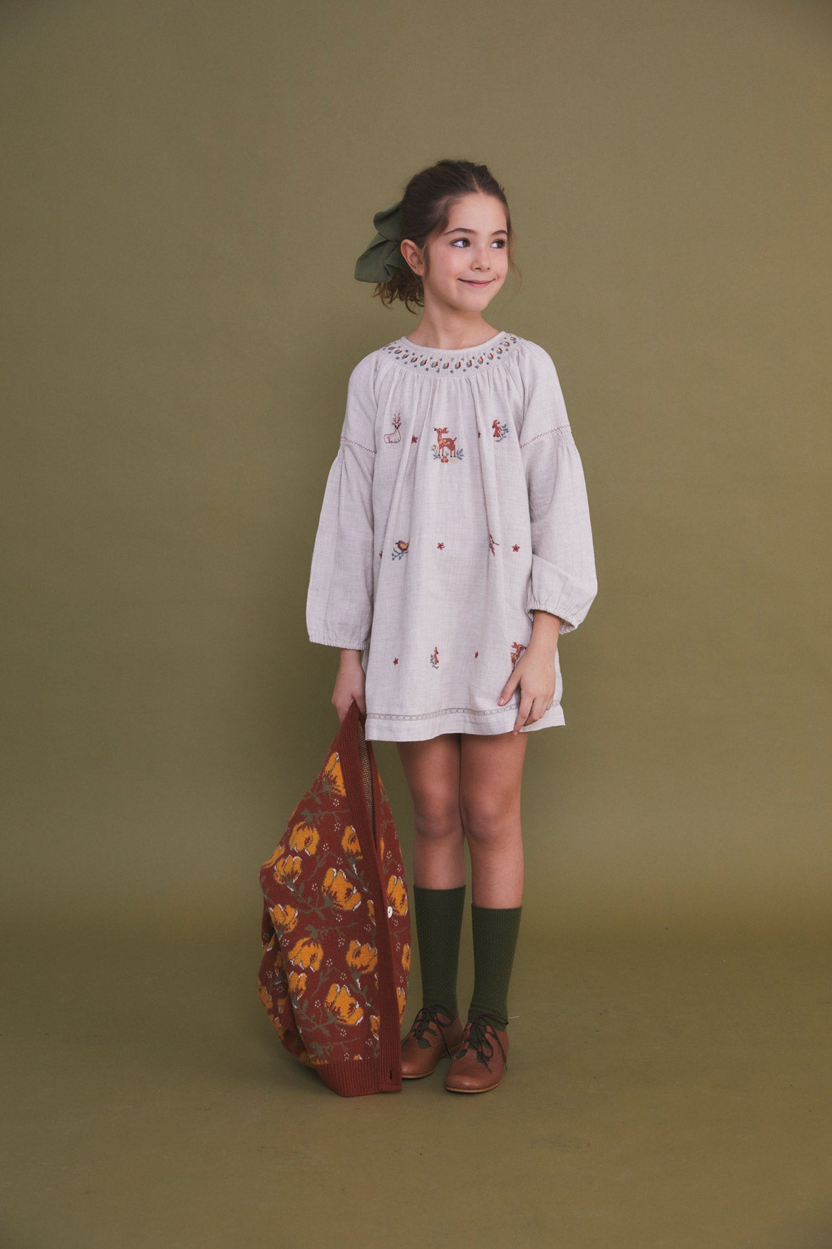 Deer embroidered dress