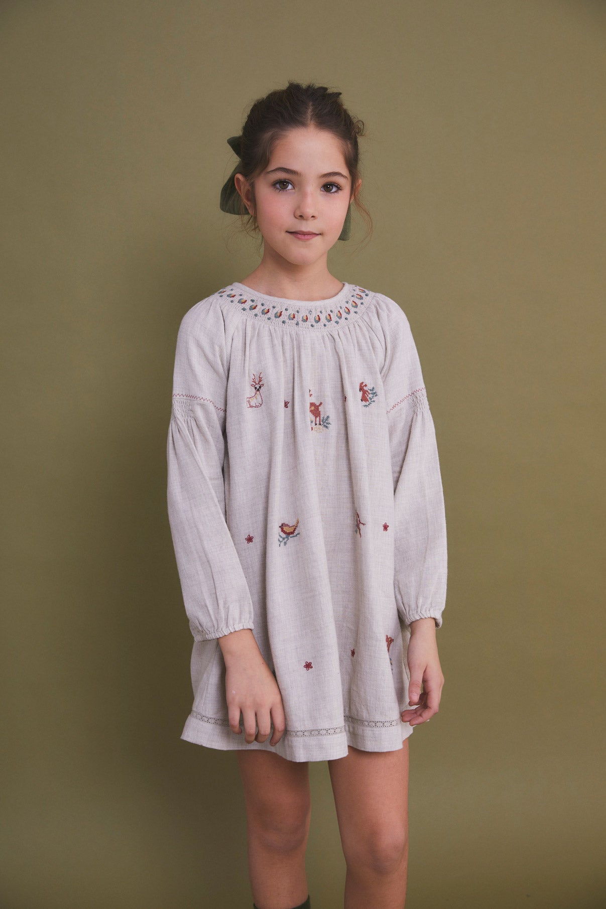 Deer embroidered dress