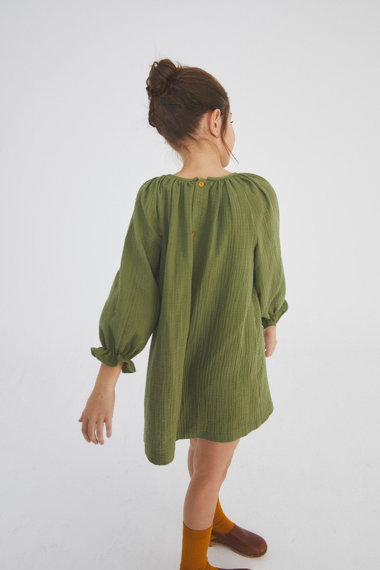 Green Antique smoked bambula dress