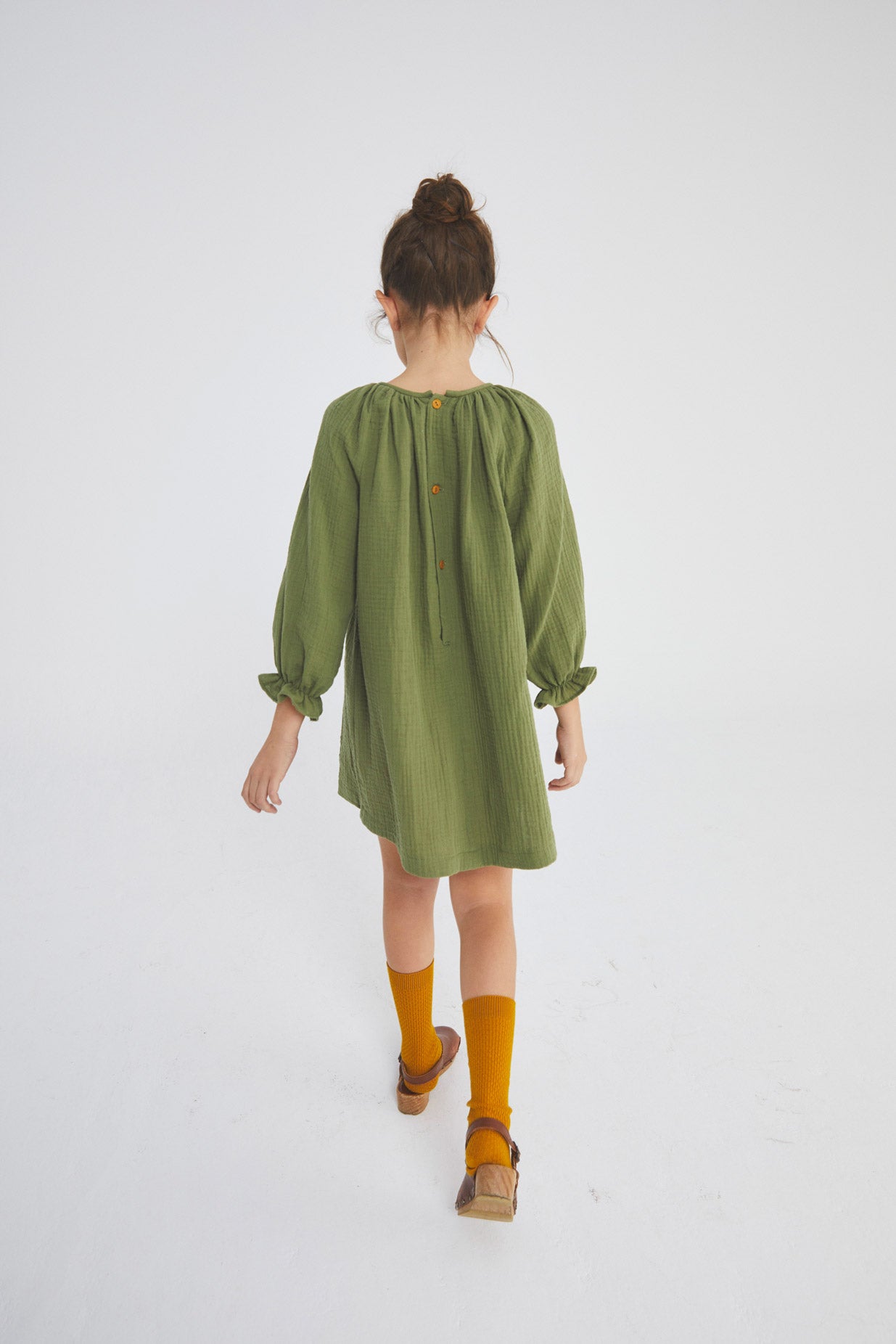Green Antique smoked bambula dress