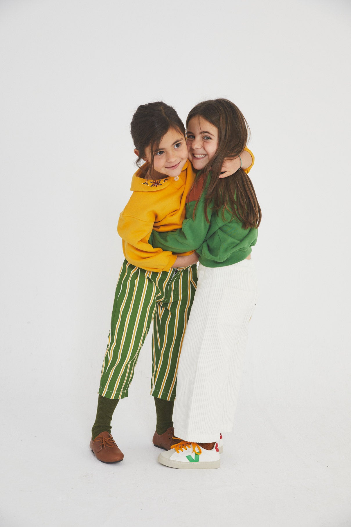 Bee stripe denim pleated trousers kid