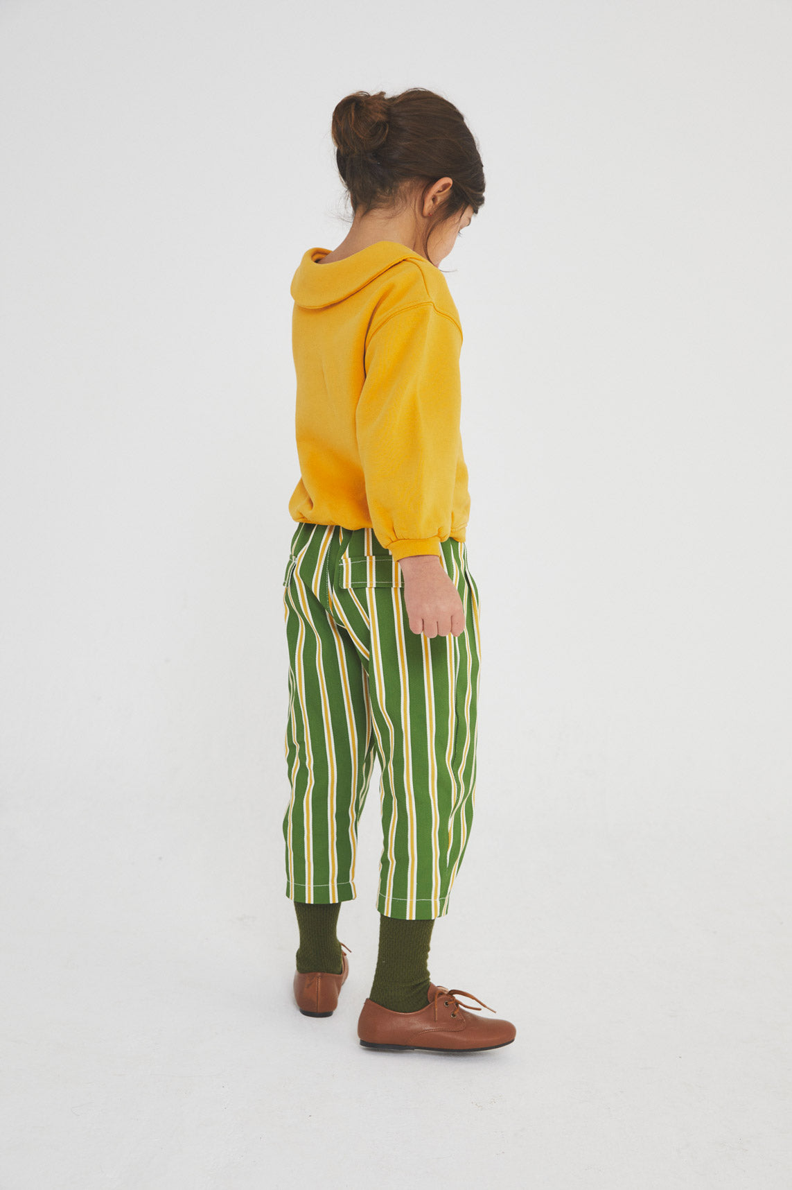 Bee stripe denim pleated trousers kid