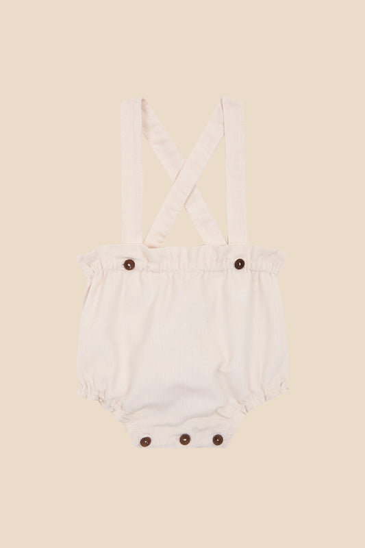 Ivory corduroy straps bloomer newborn