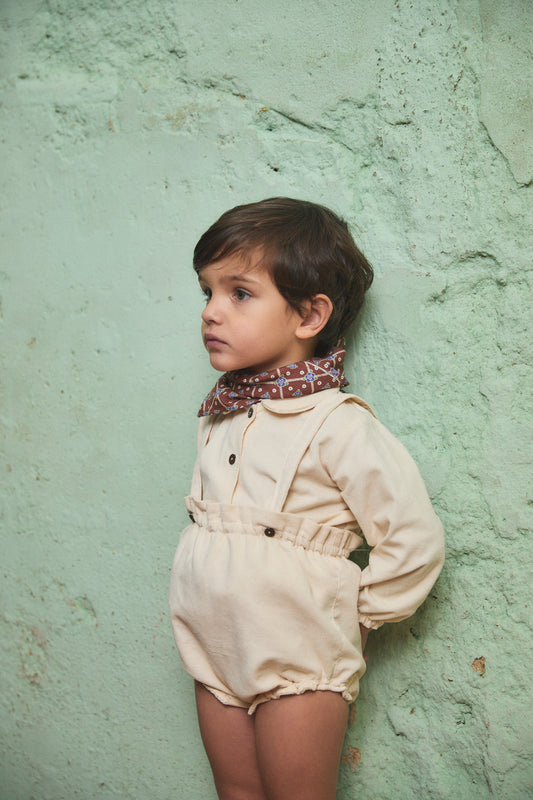 Ivory corduroy straps bloomer baby