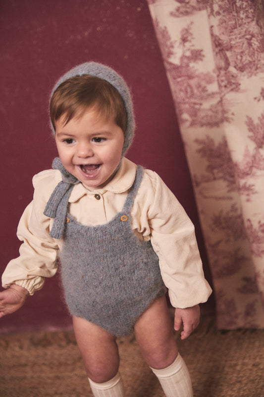 Light Blue knit romper baby