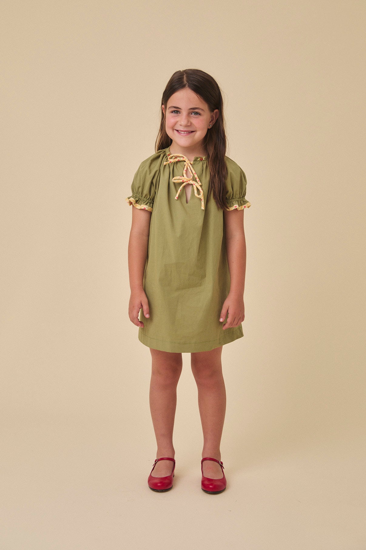 Vilela embroidered Kaki dress
