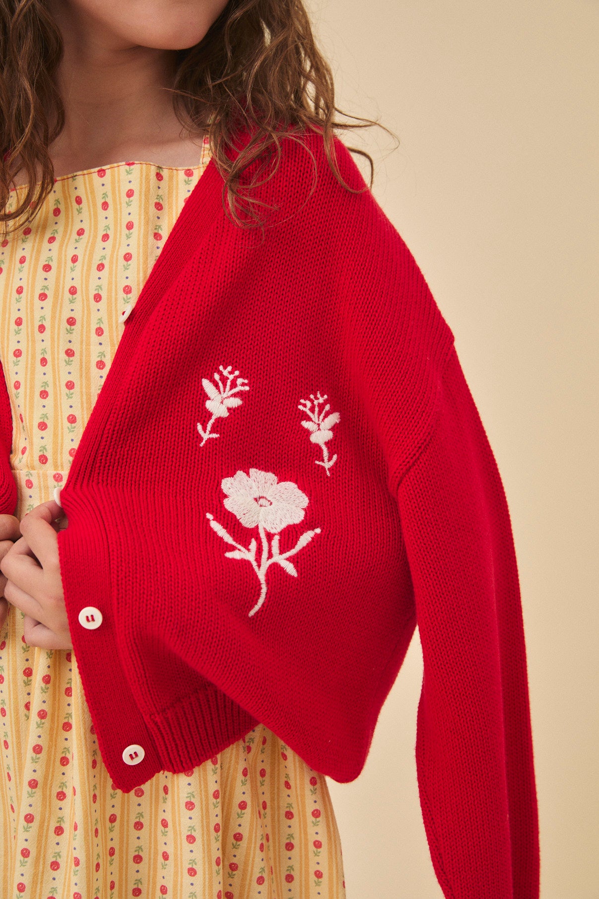 Cherry openwork jacket baby
