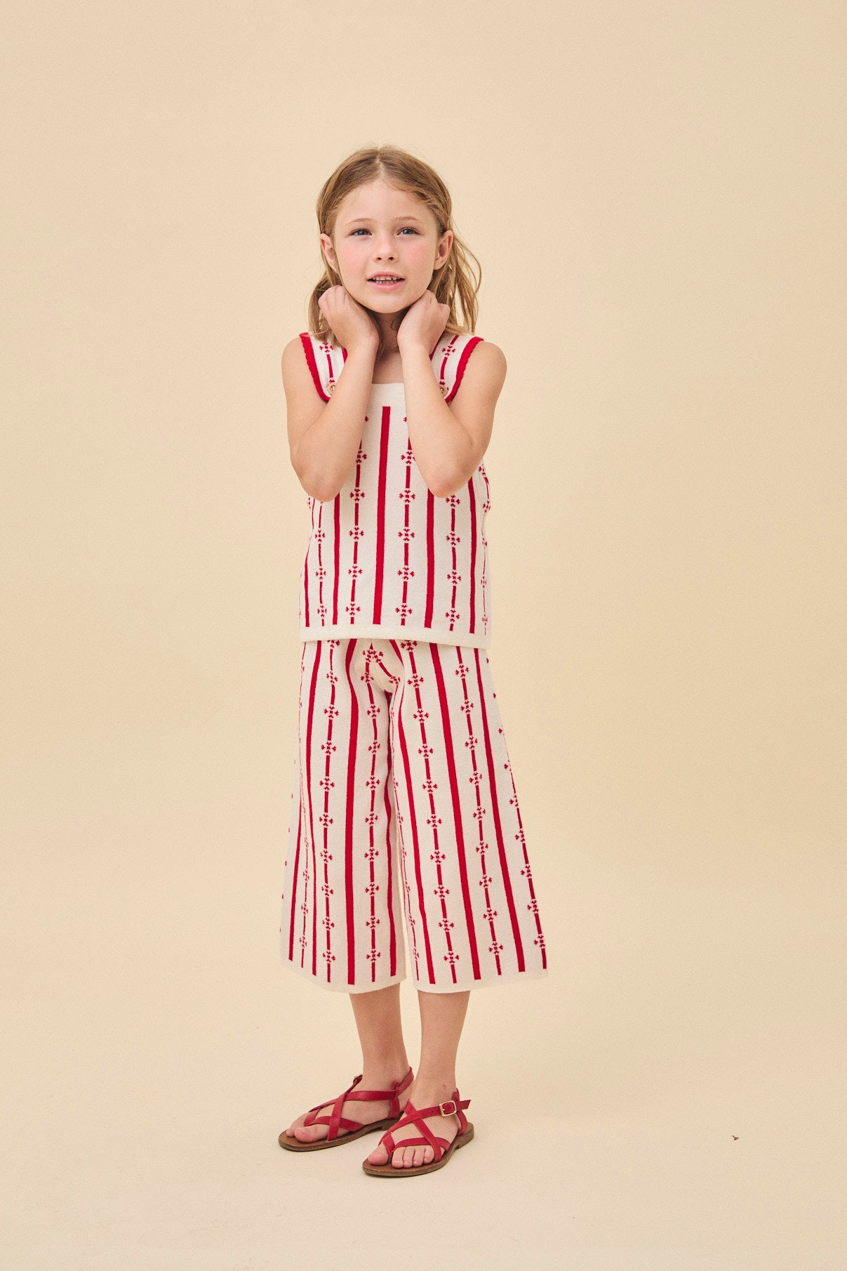 Cherry Flower bell bottom pants