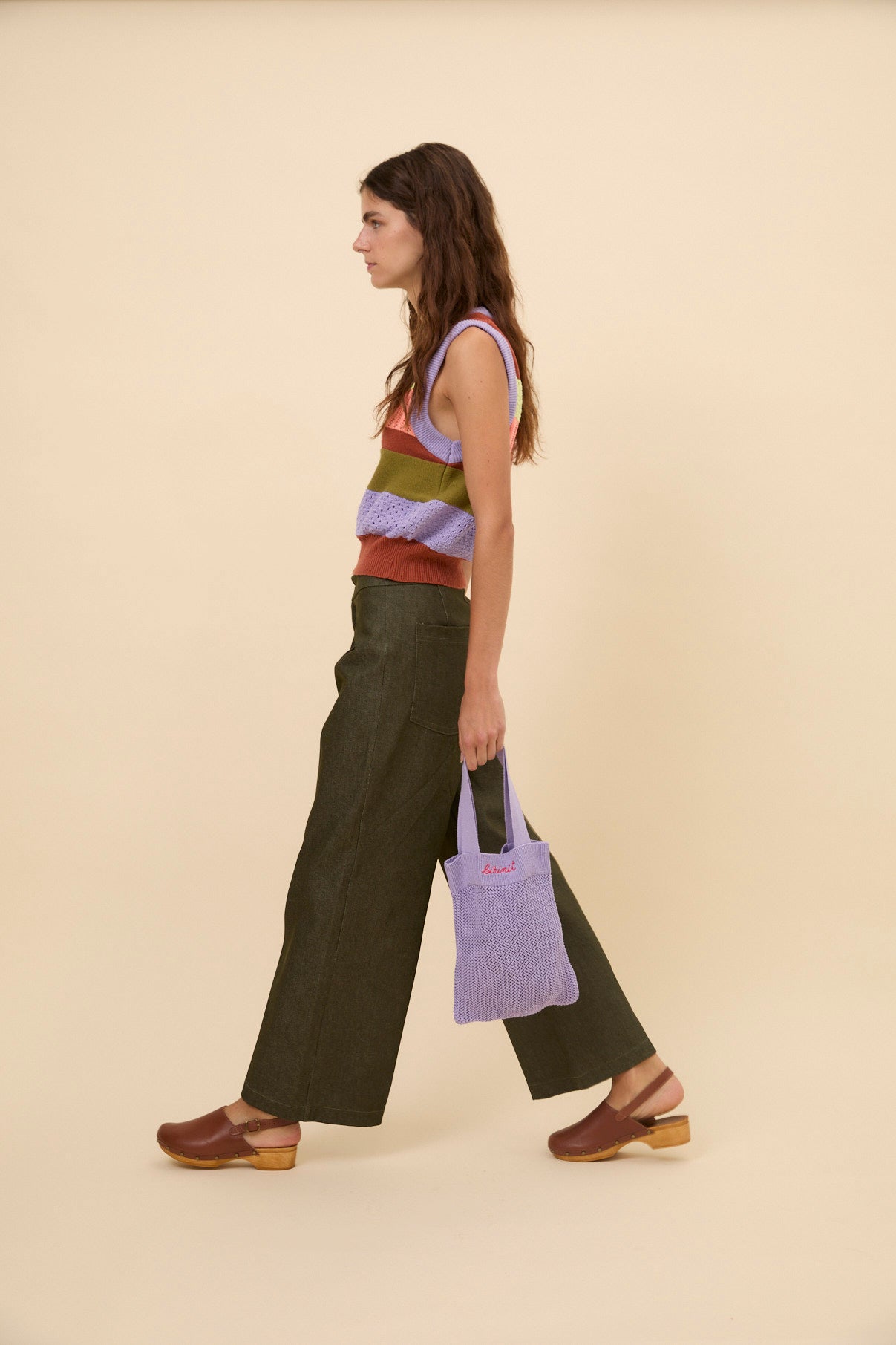 Woman Kaki denim pants