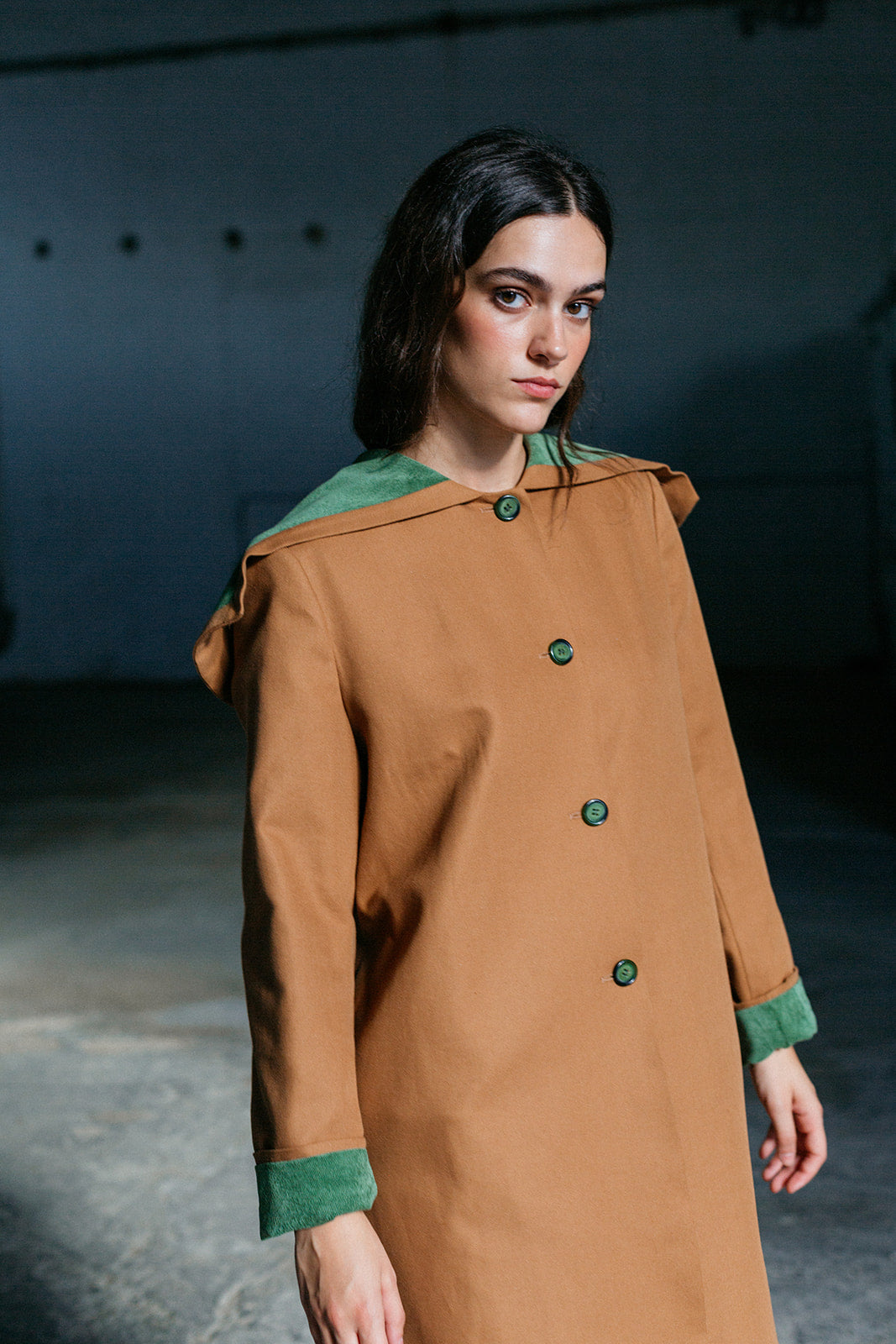 Woman toffee trench coat